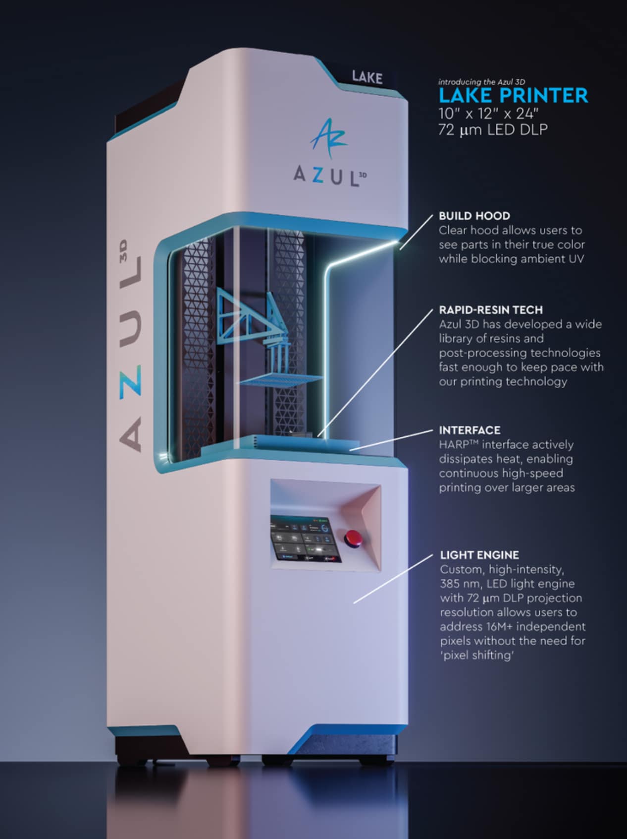 Azul 3D推出利用HARP技术的新型LAKE打印机